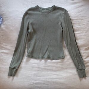 SKIMS Women's Cropped Olive Green Long Sleeve Top